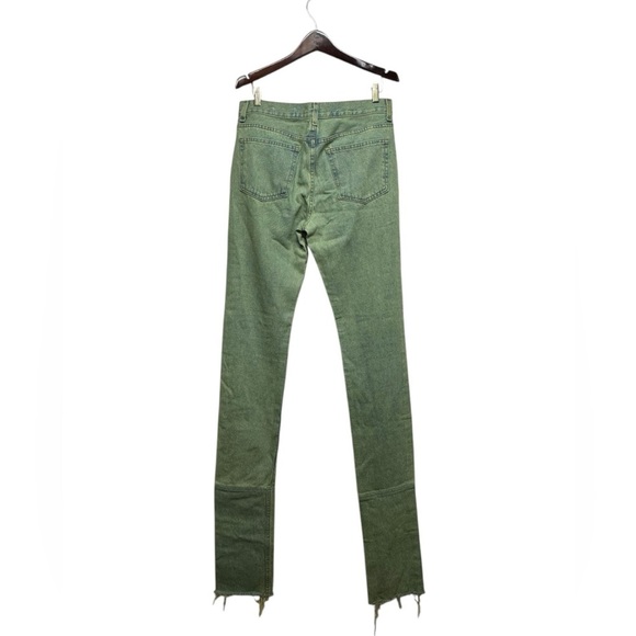 VALELIVES Y2K Stacked Flared Denim Jeans Light Wash Green 32X34 - Picture 7 of 9